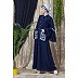 Front open embroidery abaya with Bell sleeves- Navy Blue